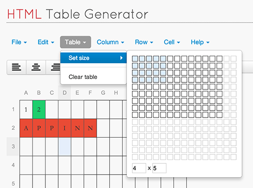 Tables Generator - 在线生成 LaTeX、HTML、Markdown 表格 1