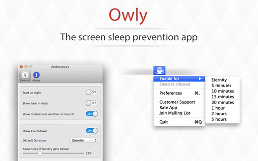 Owly - 防休眠 + 计时器小软件[OS X] 1