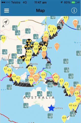 Oz Quake - 地震/核电站/火山/海啸地图[iOS/Android] 1