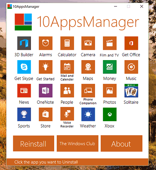 10AppsManager - 卸载 Windows 10 中的预装程序 1