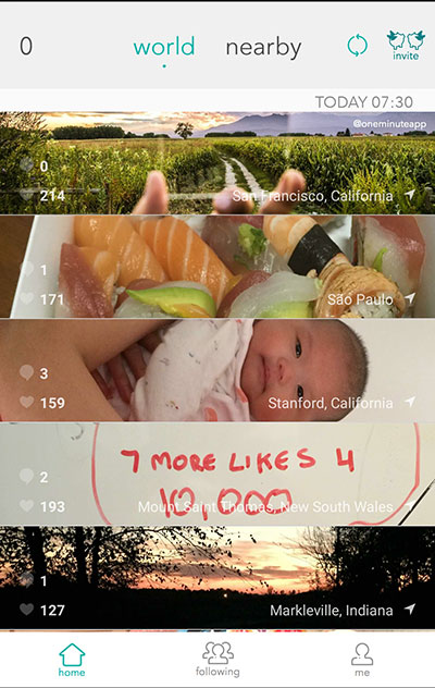 oneminute - 每天只有一分钟拍照时间，匿名分享照片[iOS/Android] 1