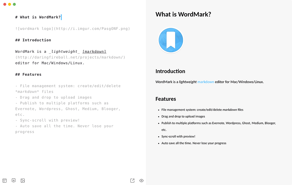 WordMark - 轻量级 Markdown 博客客户端/编辑器[Win/macOS/Linux] 1