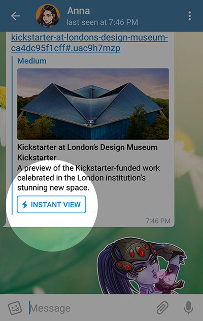 Telegram 推出的新功能：Instant View 即时内容浏览、指定日期搜索等等 2
