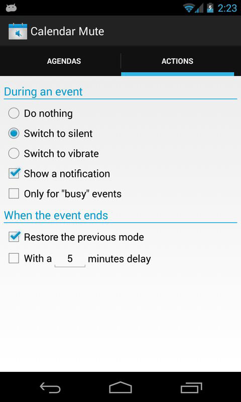 Calendar Mute - 根据「日历事件」自动设置 Android 静音，后恢复 2