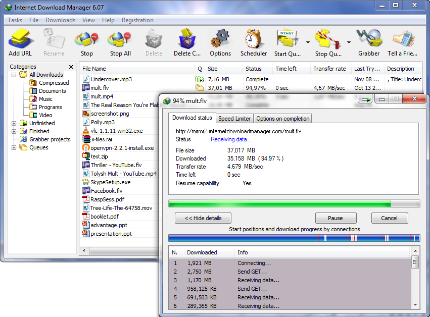 Windows 上的下载工具，选这个就对了：Internet Download Manager 1