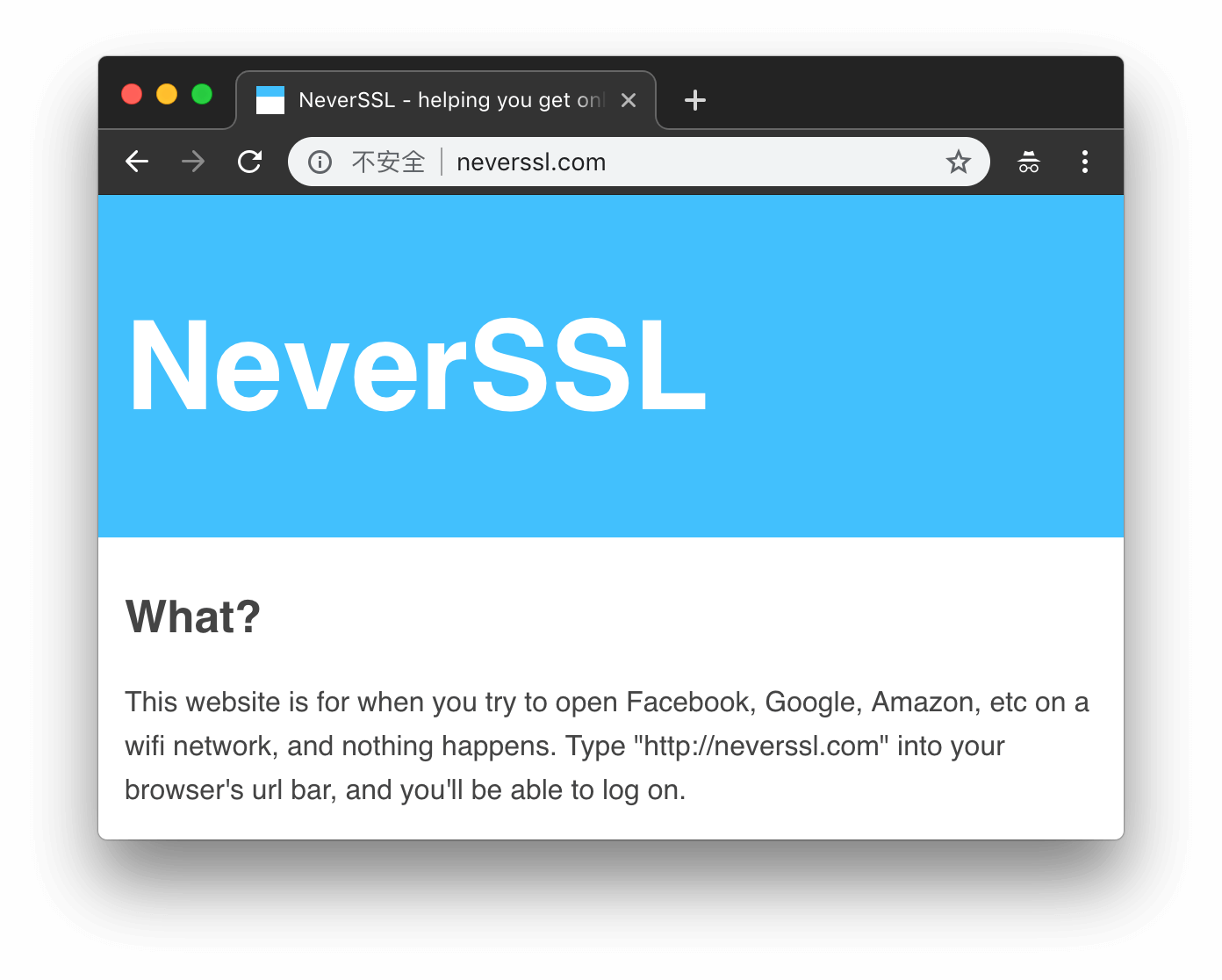 NeverSSL - 永不加密，让你可以正常登录公共 Wi-Fi 1