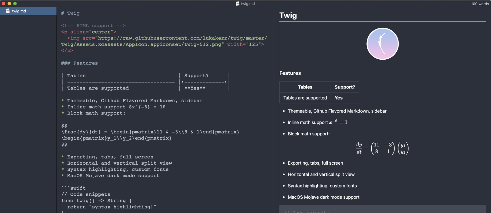 Twig - 轻量、现代的 Markdown 编辑器[macOS] 1