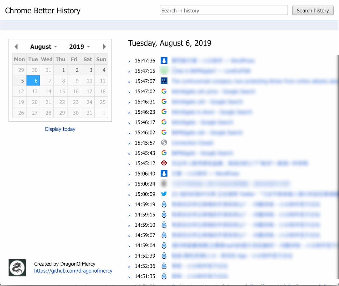 Chrome Better History - 为 Chrome 历史记录页面添加日历 2
