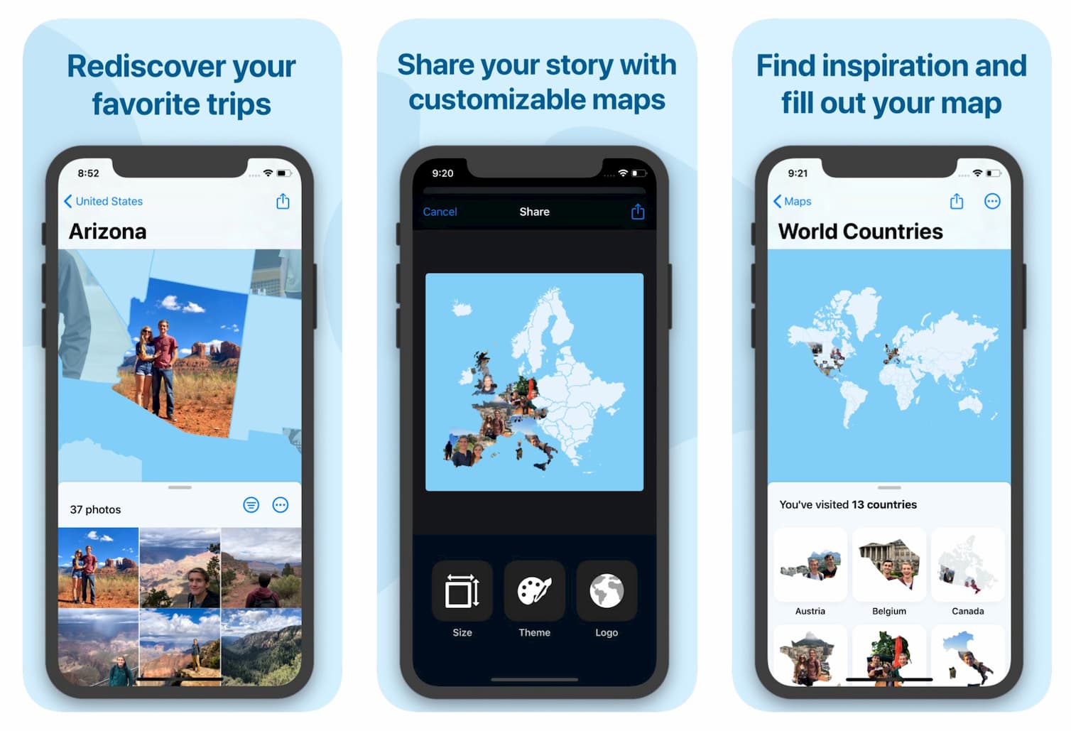Photo Map - 用照片填充地图轮廓，漂亮的创意旅行地图[iPhone/iPad] 2