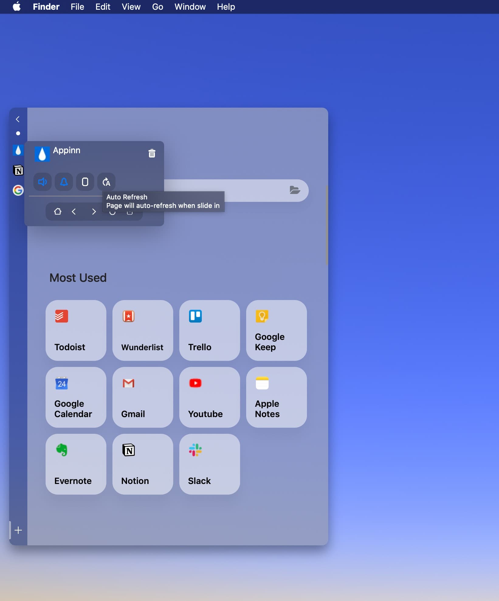 SlidePad - 能吸附在屏幕右侧，自动隐藏的迷你浏览器，像 iPad 一样切换窗口[macOS] 2