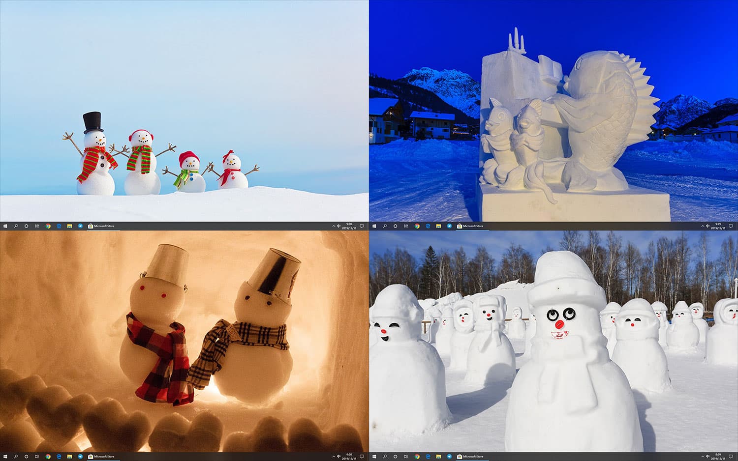 Snow Sculptures - 14 幅图像的 Windows 10 冬日雪景主题，微软官方主题 2