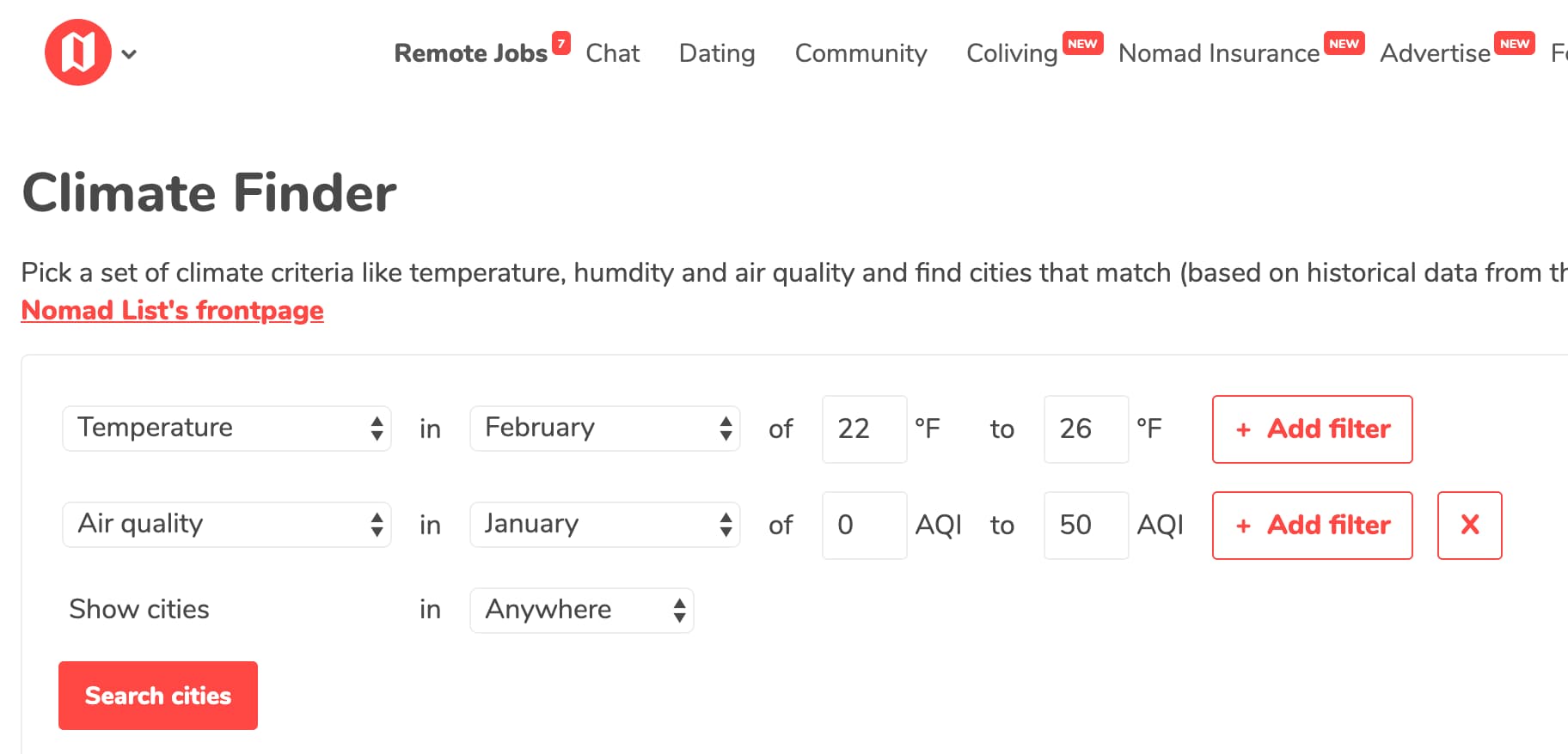 Climate Finder - 用历史天气数据筛选旅游目的地 2