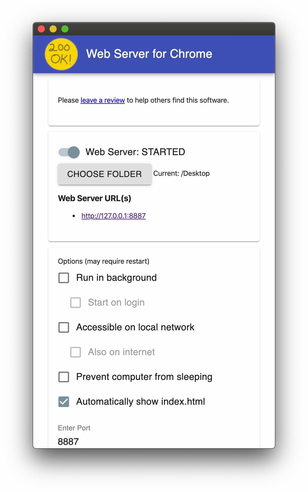 Web Server for Chrome - 用 Chrome 充当临时 HTTP 服务器 2