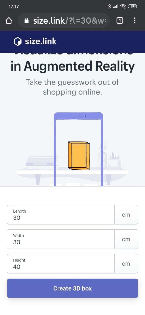 Size.link - 只需浏览器，用 AR 创建虚拟盒子，可以在购物前查看产品尺寸实际大小 2