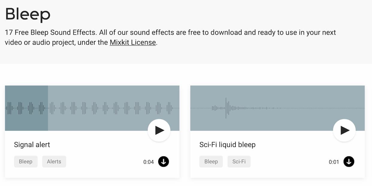 Mixkit Sound 发布，免费、可商用，适合视频创作者的音效素材库（Sound Effects） 2