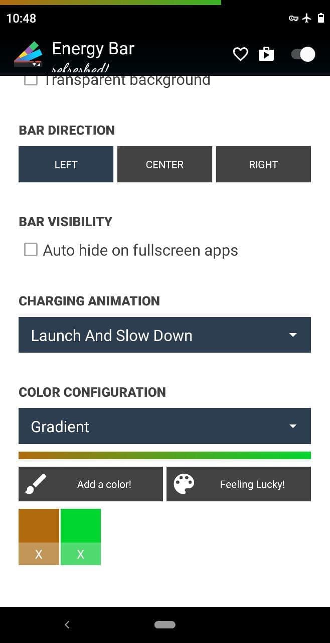 Energy Bar - 在屏幕顶部以能量条的方式显示手机电量[Android] 2