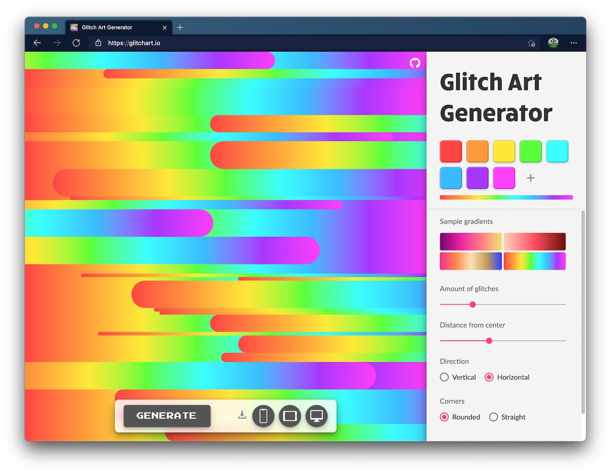 Glitch Art Generator - 漂亮的条状背景图片生成器 1
