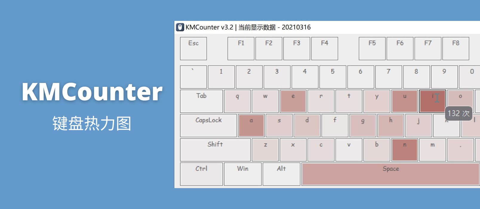 KMCounter - 键盘热力图，统计鼠标与键盘使用情况[Windows]