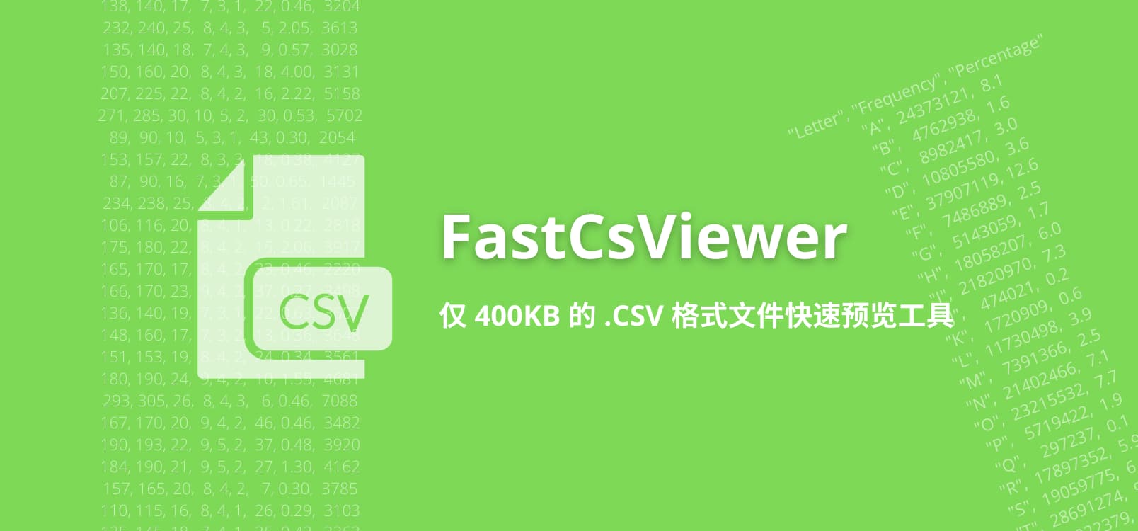 FastCsViewer -  仅 400KB 的 .CSV 格式文件快速预览工具