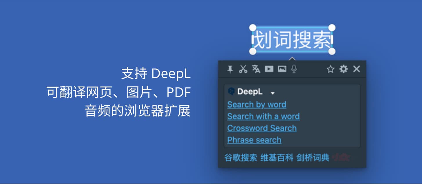划词翻译 - 支持 DeepL，可翻译网页、图片、PDF、视频、音频的浏览器扩展[Chrome/Edge/Firefox]