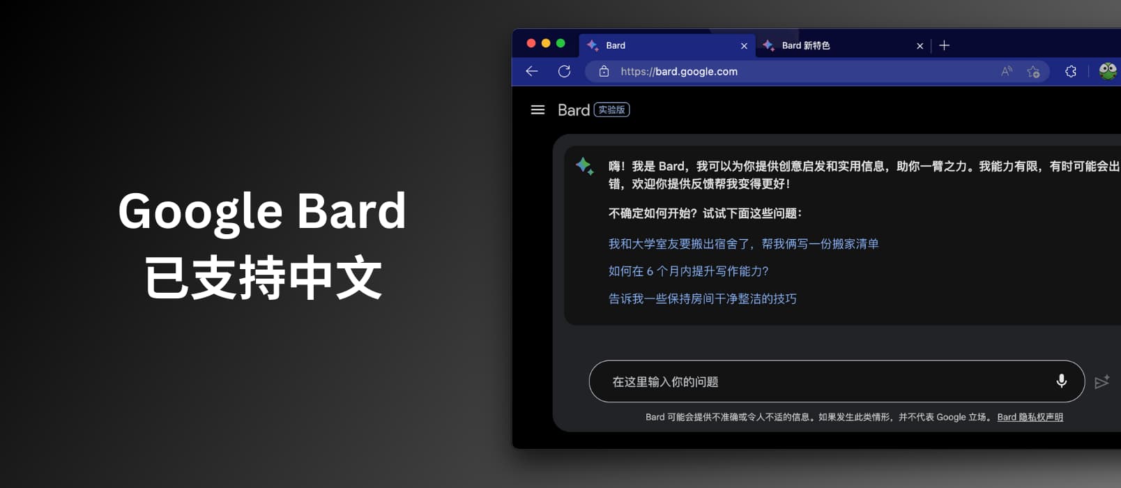 聊天式大型语言模型 Google Bard 已支持中文 1