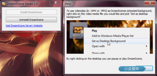 DreamSceneSeven - 设置视频为 Windows7 壁纸 1