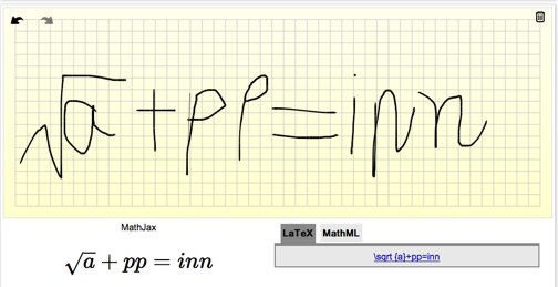 Web Equation - 在线手绘数学公式，生成 LaTeX 和 MathML 代码 1